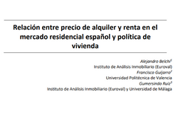 Informe – Relación entre precio de alquiler y renta en el mercado residencial español y política de vivienda