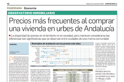 Observatorio Inmobiliario – Precios más frecuentes al comprar una vivienda en urbes de Andalucía
