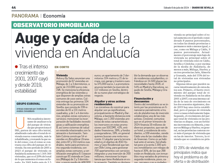 Observatorio Inmobiliario – Auge y caída de la vivienda en Andalucía