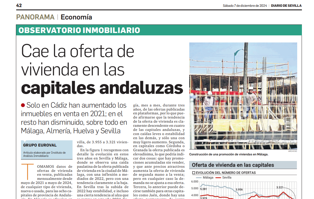 Cae la oferta de vivienda en las capitales andaluzas